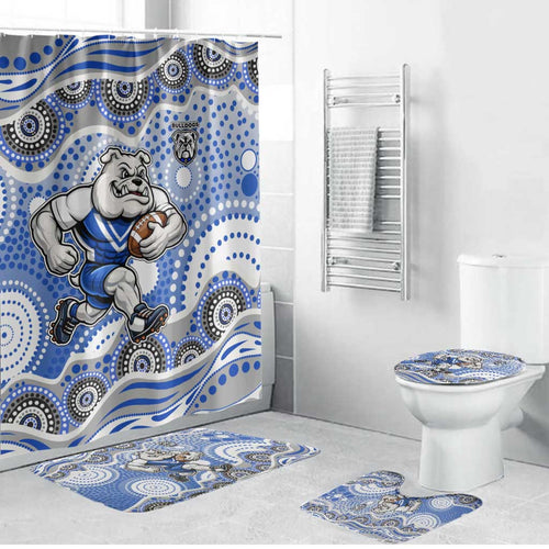 Canterbury-Bankstown Bulldogs Bathroom Set Aboriginal Dot Pattern - Rugby Mascot Heritage Pride