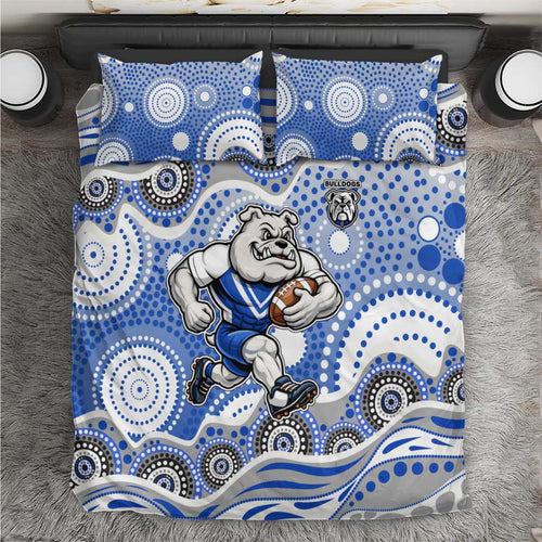 Canterbury-Bankstown Bulldogs Bedding Set Aboriginal Dot Pattern - Rugby Mascot Heritage Pride