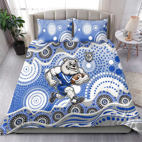 Canterbury-Bankstown Bulldogs Bedding Set Aboriginal Dot Pattern - Rugby Mascot Heritage Pride