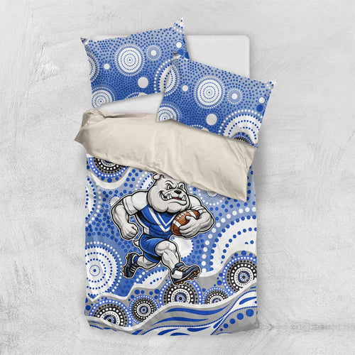 Canterbury-Bankstown Bulldogs Bedding Set Aboriginal Dot Pattern - Rugby Mascot Heritage Pride