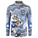 Canterbury-Bankstown Bulldogs Button Sweatshirt Aboriginal Dot Pattern - Rugby Mascot Heritage Pride
