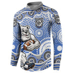 Canterbury-Bankstown Bulldogs Button Sweatshirt Aboriginal Dot Pattern - Rugby Mascot Heritage Pride