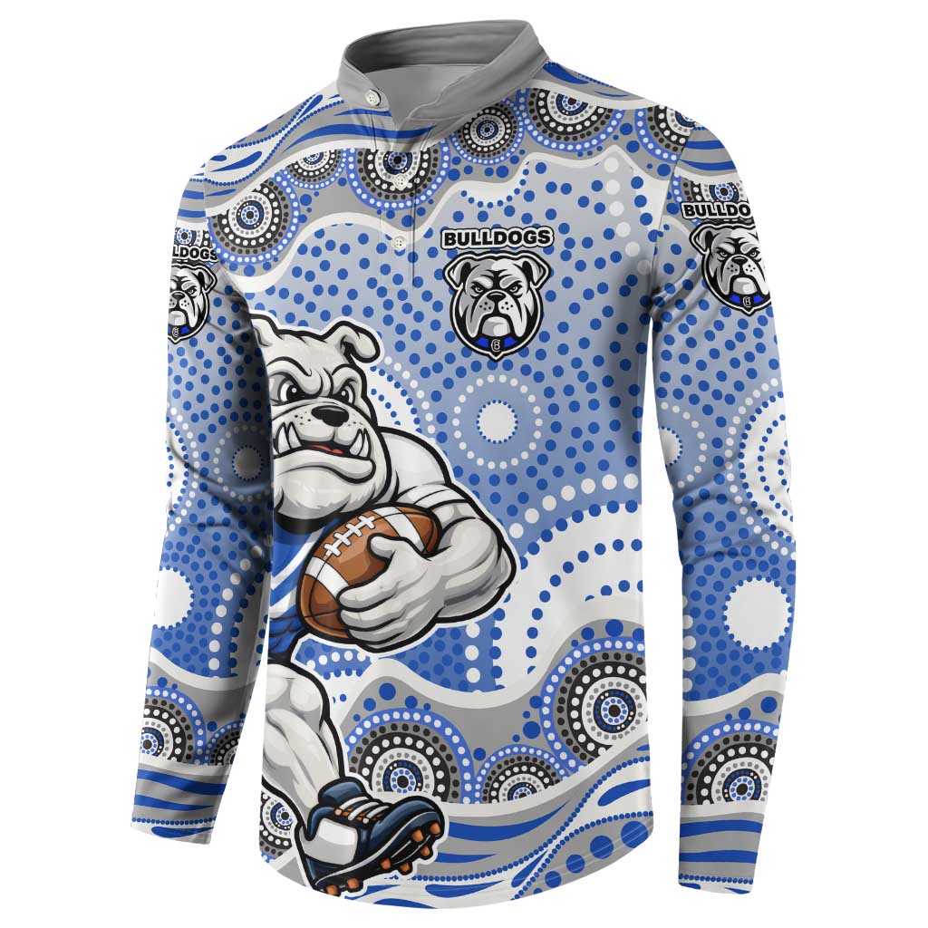 Canterbury-Bankstown Bulldogs Button Sweatshirt Aboriginal Dot Pattern - Rugby Mascot Heritage Pride