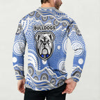 Canterbury-Bankstown Bulldogs Button Sweatshirt Aboriginal Dot Pattern - Rugby Mascot Heritage Pride