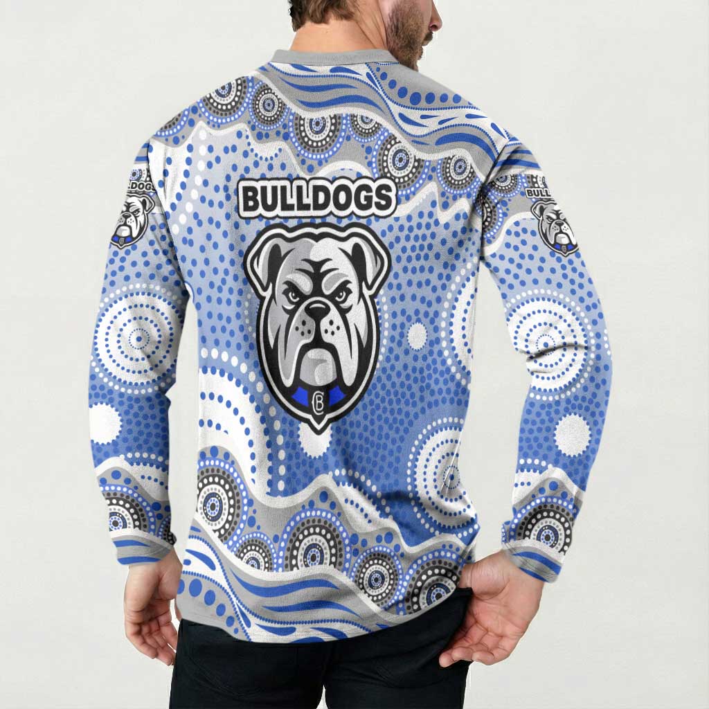 Canterbury-Bankstown Bulldogs Button Sweatshirt Aboriginal Dot Pattern - Rugby Mascot Heritage Pride