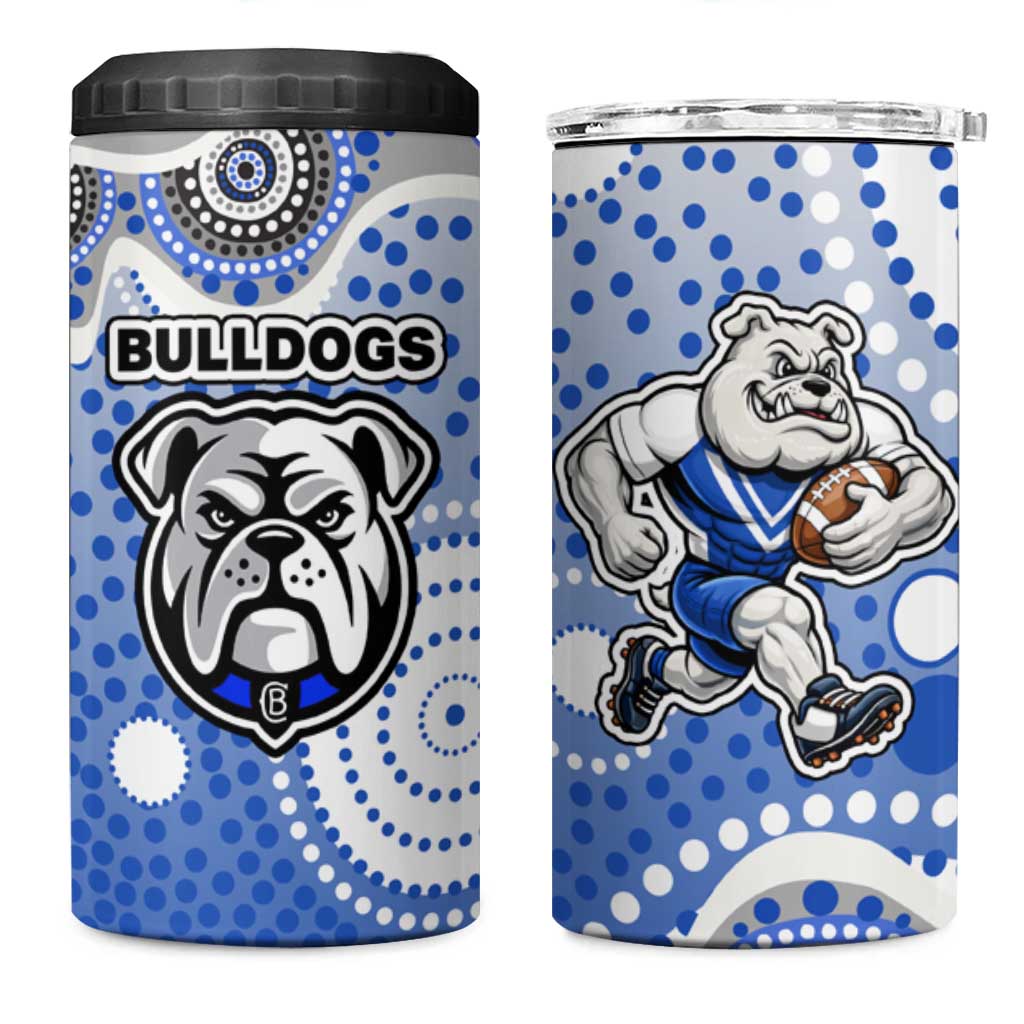 Canterbury-Bankstown Bulldogs 4 in 1 Can Cooler Tumbler Aboriginal Dot Pattern - Rugby Mascot Heritage Pride