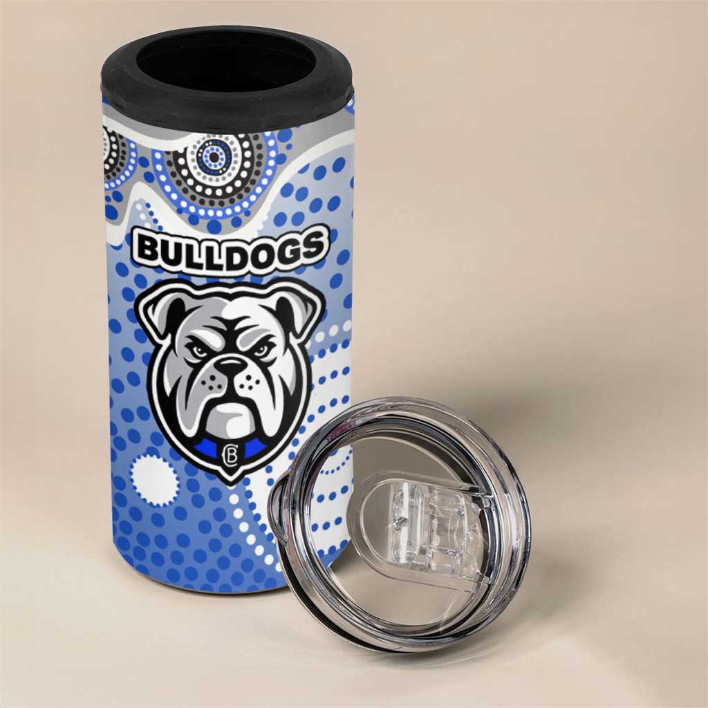 Canterbury-Bankstown Bulldogs 4 in 1 Can Cooler Tumbler Aboriginal Dot Pattern - Rugby Mascot Heritage Pride