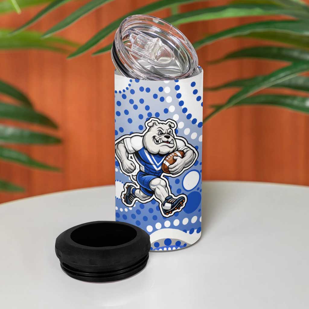 Canterbury-Bankstown Bulldogs 4 in 1 Can Cooler Tumbler Aboriginal Dot Pattern - Rugby Mascot Heritage Pride