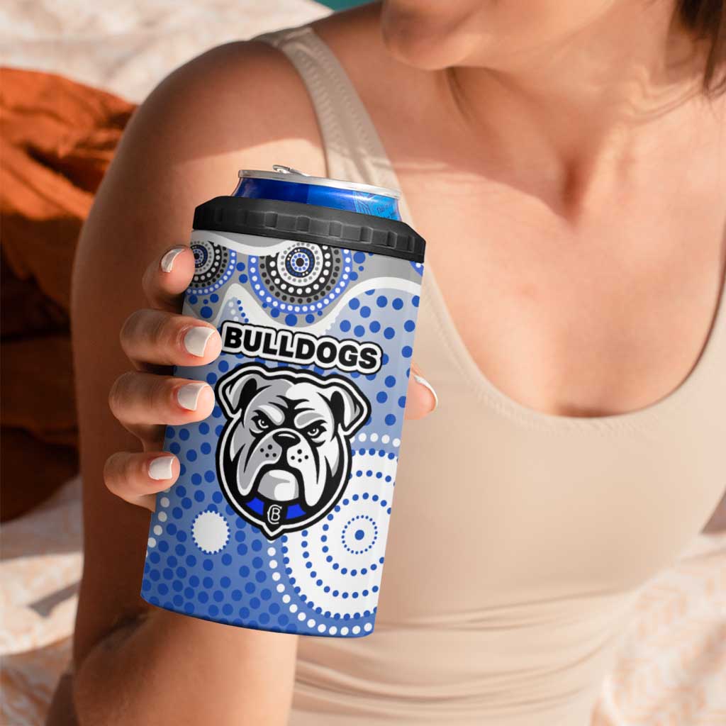 Canterbury-Bankstown Bulldogs 4 in 1 Can Cooler Tumbler Aboriginal Dot Pattern - Rugby Mascot Heritage Pride