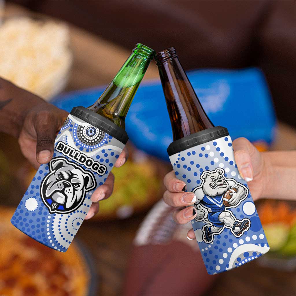 Canterbury-Bankstown Bulldogs 4 in 1 Can Cooler Tumbler Aboriginal Dot Pattern - Rugby Mascot Heritage Pride
