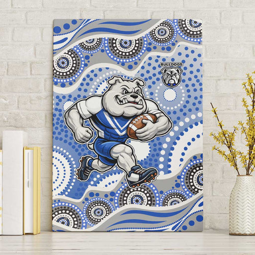 Canterbury-Bankstown Bulldogs Canvas Wall Art Aboriginal Dot Pattern - Rugby Mascot Heritage Pride