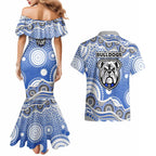 Canterbury-Bankstown Bulldogs Couples Matching Mermaid Dress and Hawaiian Shirt Aboriginal Dot Pattern - Rugby Mascot Heritage Pride