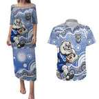 Canterbury-Bankstown Bulldogs Couples Matching Puletasi and Hawaiian Shirt Aboriginal Dot Pattern - Rugby Mascot Heritage Pride
