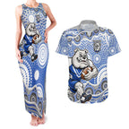 Canterbury-Bankstown Bulldogs Couples Matching Tank Maxi Dress and Hawaiian Shirt Aboriginal Dot Pattern - Rugby Mascot Heritage Pride