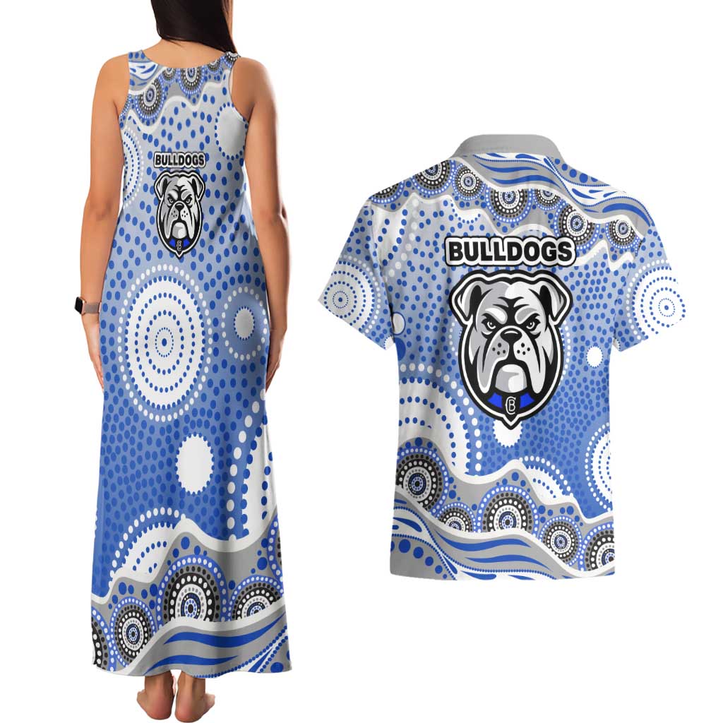 Canterbury-Bankstown Bulldogs Couples Matching Tank Maxi Dress and Hawaiian Shirt Aboriginal Dot Pattern - Rugby Mascot Heritage Pride