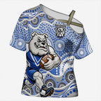Canterbury-Bankstown Bulldogs Cross Shoulder Shirt Aboriginal Dot Pattern - Rugby Mascot Heritage Pride