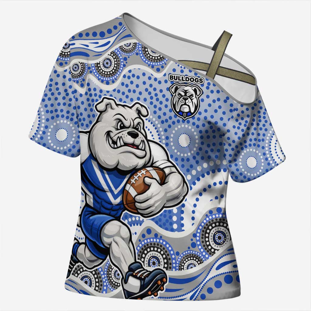 Canterbury-Bankstown Bulldogs Cross Shoulder Shirt Aboriginal Dot Pattern - Rugby Mascot Heritage Pride