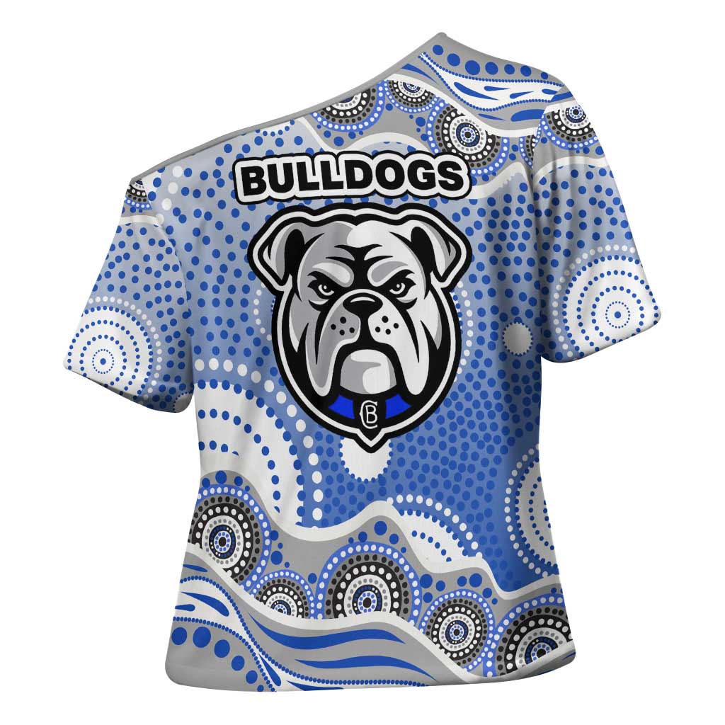 Canterbury-Bankstown Bulldogs Cross Shoulder Shirt Aboriginal Dot Pattern - Rugby Mascot Heritage Pride