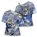 Canterbury-Bankstown Bulldogs Cross Shoulder Shirt Aboriginal Dot Pattern - Rugby Mascot Heritage Pride