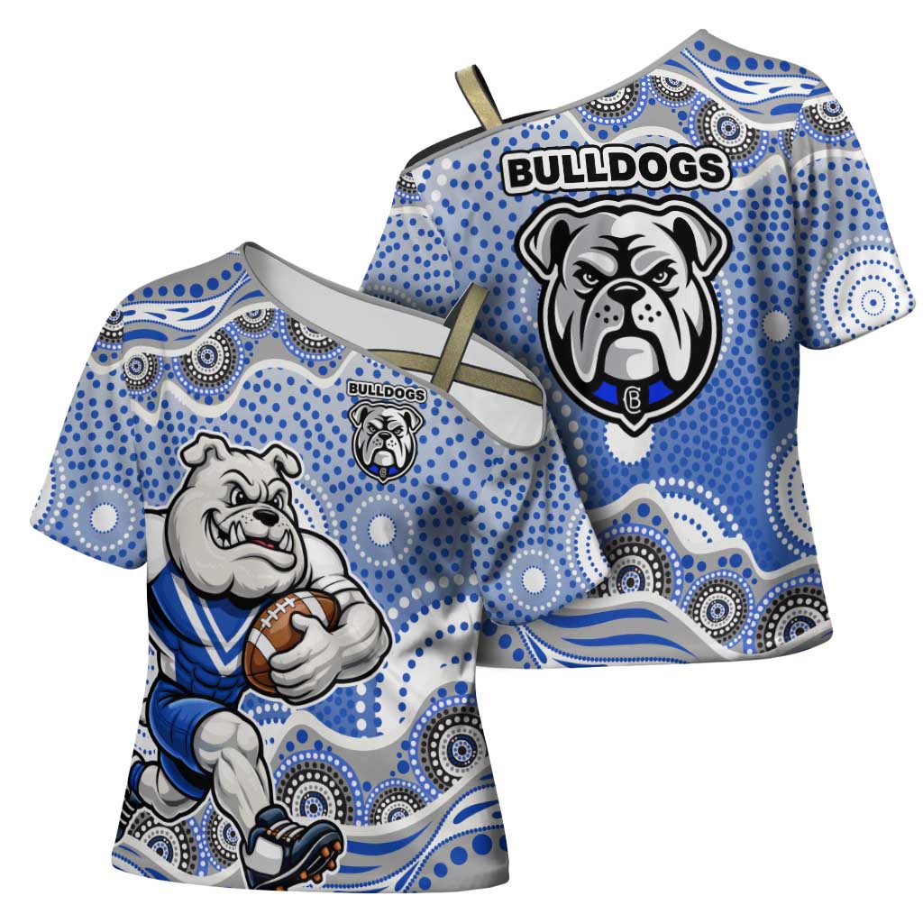 Canterbury-Bankstown Bulldogs Cross Shoulder Shirt Aboriginal Dot Pattern - Rugby Mascot Heritage Pride