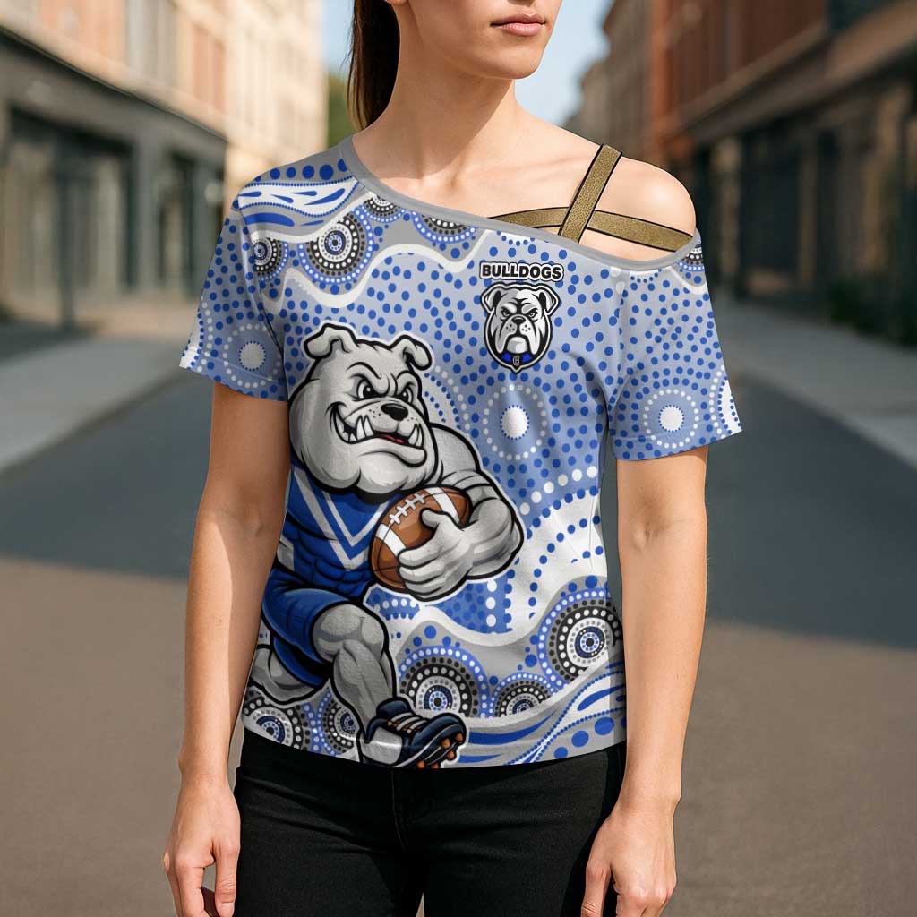 Canterbury-Bankstown Bulldogs Cross Shoulder Shirt Aboriginal Dot Pattern - Rugby Mascot Heritage Pride