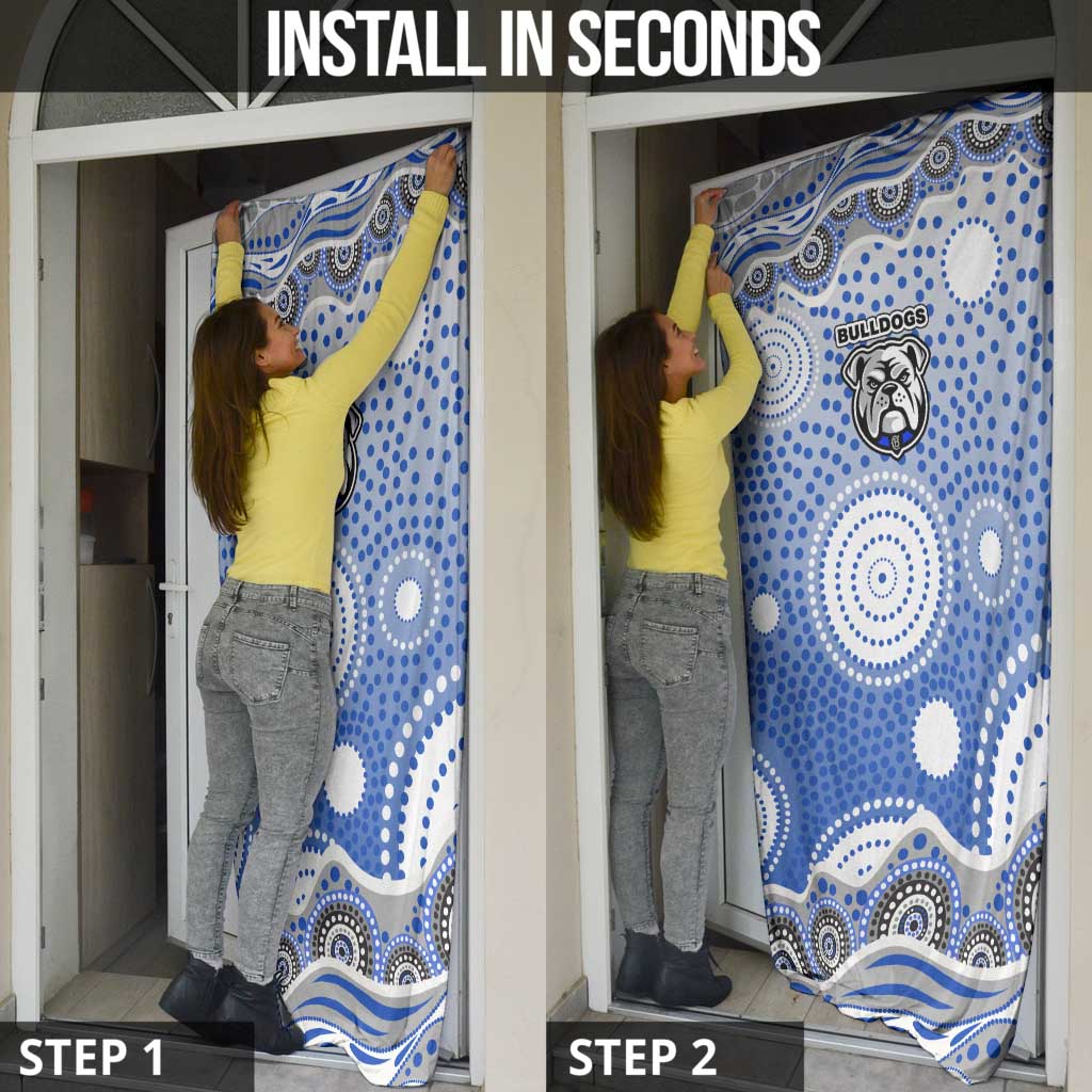 Canterbury-Bankstown Bulldogs Door Cover Aboriginal Dot Pattern - Rugby Mascot Heritage Pride