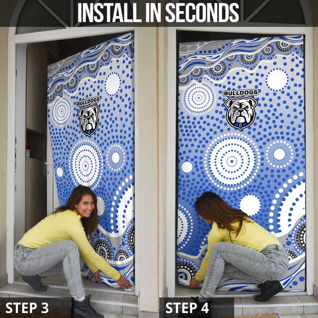 Canterbury-Bankstown Bulldogs Door Cover Aboriginal Dot Pattern - Rugby Mascot Heritage Pride