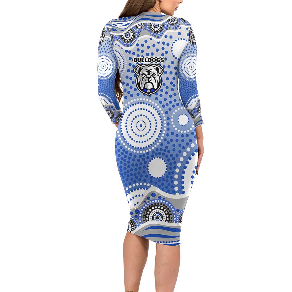 Canterbury-Bankstown Bulldogs Family Matching Long Sleeve Bodycon Dress and Hawaiian Shirt Aboriginal Dot Pattern - Rugby Mascot Heritage Pride
