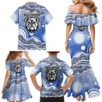 Canterbury-Bankstown Bulldogs Family Matching Mermaid Dress and Hawaiian Shirt Aboriginal Dot Pattern - Rugby Mascot Heritage Pride