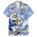 Canterbury-Bankstown Bulldogs Family Matching Off Shoulder Maxi Dress and Hawaiian Shirt Aboriginal Dot Pattern - Rugby Mascot Heritage Pride