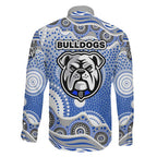 Canterbury-Bankstown Bulldogs Family Matching Off Shoulder Maxi Dress and Hawaiian Shirt Aboriginal Dot Pattern - Rugby Mascot Heritage Pride