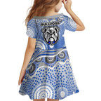 Canterbury-Bankstown Bulldogs Family Matching Puletasi and Hawaiian Shirt Aboriginal Dot Pattern - Rugby Mascot Heritage Pride