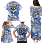 Canterbury-Bankstown Bulldogs Family Matching Puletasi and Hawaiian Shirt Aboriginal Dot Pattern - Rugby Mascot Heritage Pride