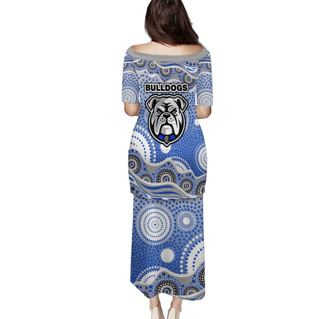 Canterbury-Bankstown Bulldogs Family Matching Puletasi and Hawaiian Shirt Aboriginal Dot Pattern - Rugby Mascot Heritage Pride