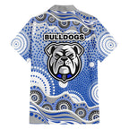 Canterbury-Bankstown Bulldogs Family Matching Short Sleeve Bodycon Dress and Hawaiian Shirt Aboriginal Dot Pattern - Rugby Mascot Heritage Pride