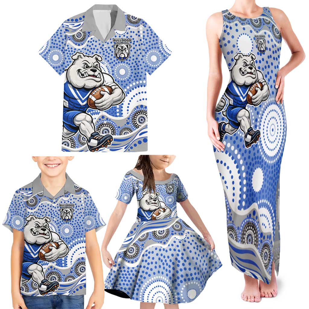 Canterbury-Bankstown Bulldogs Family Matching Tank Maxi Dress and Hawaiian Shirt Aboriginal Dot Pattern - Rugby Mascot Heritage Pride