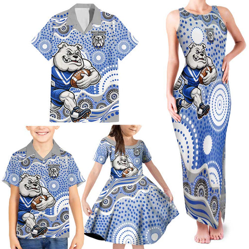 Canterbury-Bankstown Bulldogs Family Matching Tank Maxi Dress and Hawaiian Shirt Aboriginal Dot Pattern - Rugby Mascot Heritage Pride