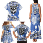 Canterbury-Bankstown Bulldogs Family Matching Tank Maxi Dress and Hawaiian Shirt Aboriginal Dot Pattern - Rugby Mascot Heritage Pride