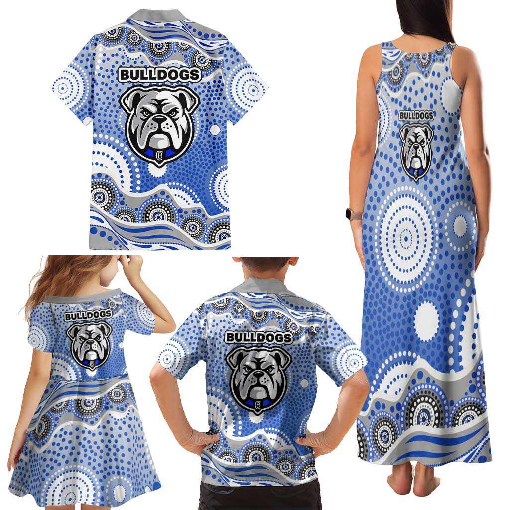 Canterbury-Bankstown Bulldogs Family Matching Tank Maxi Dress and Hawaiian Shirt Aboriginal Dot Pattern - Rugby Mascot Heritage Pride