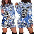 Canterbury-Bankstown Bulldogs Hoodie Dress Aboriginal Dot Pattern - Rugby Mascot Heritage Pride