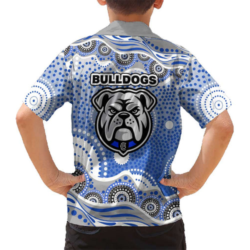Canterbury-Bankstown Bulldogs Kid Hawaiian Shirt Aboriginal Dot Pattern - Rugby Mascot Heritage Pride