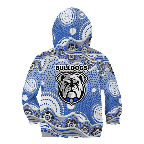 Canterbury-Bankstown Bulldogs Kid Hoodie Aboriginal Dot Pattern - Rugby Mascot Heritage Pride