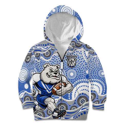 Canterbury-Bankstown Bulldogs Kid Hoodie Aboriginal Dot Pattern - Rugby Mascot Heritage Pride