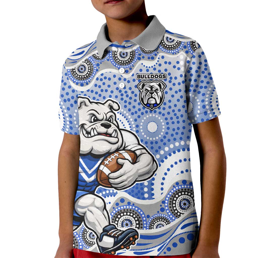 Canterbury-Bankstown Bulldogs Kid Polo Shirt Aboriginal Dot Pattern - Rugby Mascot Heritage Pride