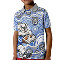 Canterbury-Bankstown Bulldogs Kid Polo Shirt Aboriginal Dot Pattern - Rugby Mascot Heritage Pride