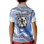 Canterbury-Bankstown Bulldogs Kid Polo Shirt Aboriginal Dot Pattern - Rugby Mascot Heritage Pride