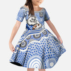 Canterbury-Bankstown Bulldogs Kid Short Sleeve Dress Aboriginal Dot Pattern - Rugby Mascot Heritage Pride