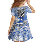 Canterbury-Bankstown Bulldogs Kid Short Sleeve Dress Aboriginal Dot Pattern - Rugby Mascot Heritage Pride
