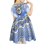 Canterbury-Bankstown Bulldogs Kid Short Sleeve Dress Aboriginal Dot Pattern - Rugby Mascot Heritage Pride