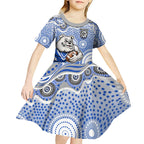 Canterbury-Bankstown Bulldogs Kid Short Sleeve Dress Aboriginal Dot Pattern - Rugby Mascot Heritage Pride